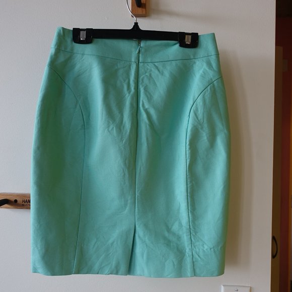 J.Crew Factory Cotton Double Serge Bright Mint Pencil skirt 0 - Picture 2 of 13